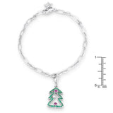 Christmas Tree 0.35ct CZ Rhodium Holiday Charm Bracelet