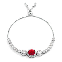 Ruby Red and Clear Graduated CZ Bolo Style Tennis Bracelet