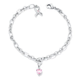 Breast Cancer Awareness Ribbon and Heart Charm Bracelet