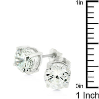 Clear Silver Round Studs 6.25 MM Earrings