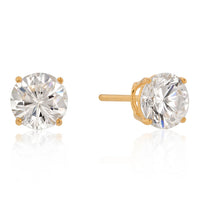 7mm New Sterling Round Cut Cubic Zirconia Studs Gold