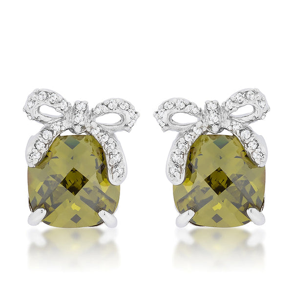 Olivine Drop Earrings with Bow