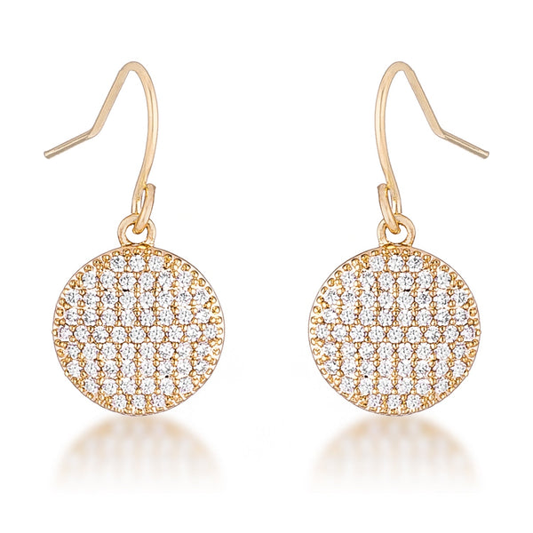 .6 Ct Elegant CZ Gold Plated Disk Earrings