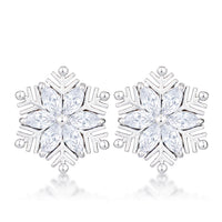 .6Ct Rhodium Plated Clear Marquise Snowflake Earrings