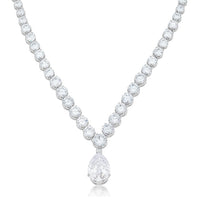 Bejeweled Cubic Zirconia Pear Drop Necklace