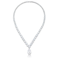 Bejeweled Cubic Zirconia Pear Drop Necklace