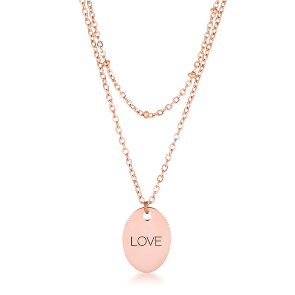 Rose Gold Plated Double Chain LOVE Necklace