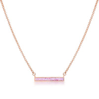 Rose Gold Plate Pink Opal Bar Necklace