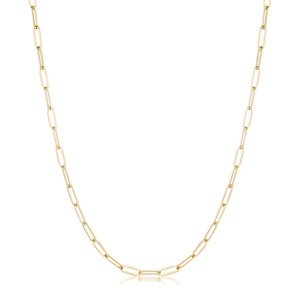 16 Gold Plated Linked Mid Size Paperclip Chain Necklace