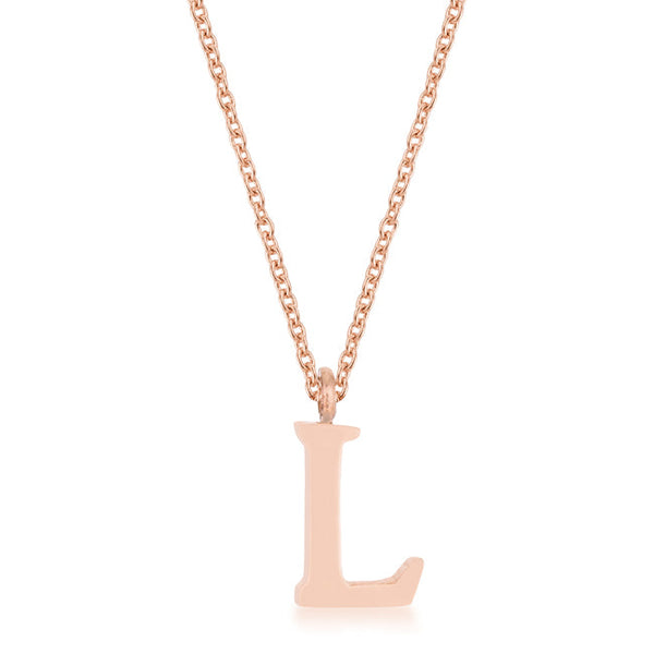 Elaina Rose Gold Stainless Steel L Initial Necklace