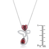 Clarise 3.2ct Garnet CZ Rhodium Abstract Heart Drop Necklace