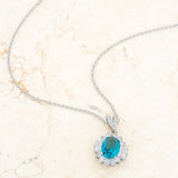 Chrisalee 3.2ct Aqua CZ Classic Drop Necklace