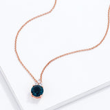 Simple Rose Gold Plated 9mm Blue Green CZ Pendant