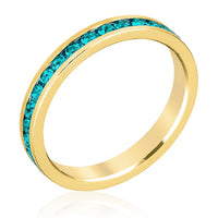 Stylish Stackables Turquoise Crystal Gold Ring