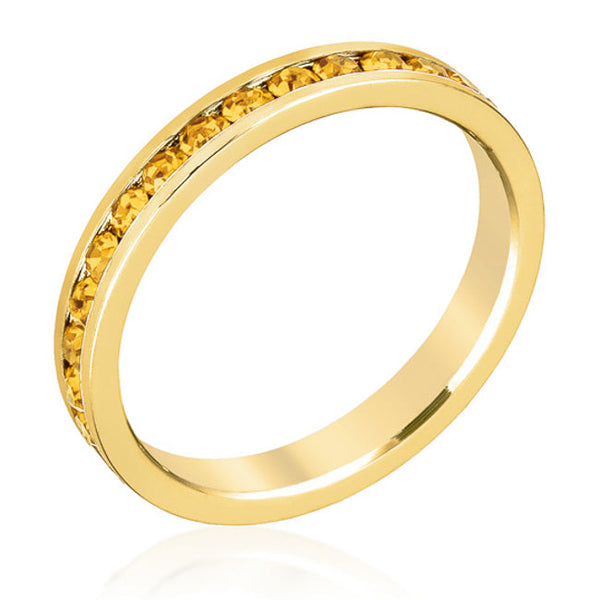 Stylish Stackables Yellow Crystal Gold Ring