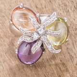 Triple Bead Floral Ring