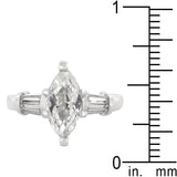 Rhodium Plated Marquise Centerpiece Ring