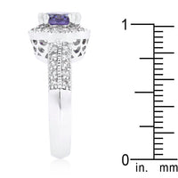Dark Purple Halo Engagement Ring