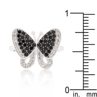 Black and White Cubic Zirconia Butterfly Ring