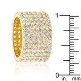 Goldtone Finishd Wide Pave Cubic Zirconia Ring