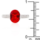 Red Oval Cubic Zirconia Engagement Ring