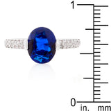 Blue Oval Cubic Zirconia Engagement Ring