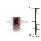 Classic Garnet Rhodium Engagement Ring