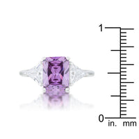 Classic Amethyst Rhodium Engagement Ring