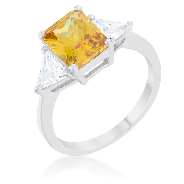 Classic Canary Yellow Rhodium Engagement Ring