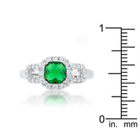 Liz 1.1ct Emerald CZ Rhodium Classic Ring