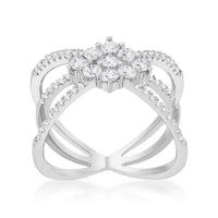 Rhodium Plated Mindy 0.8ct CZ Delicate Triple Wrap Ring