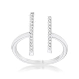 Sharna 12ct CZ Rhodium Parallel Contemporary Ring