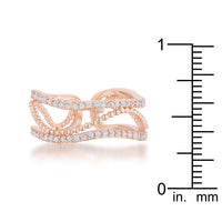 Marina 0.5ct CZ Rose Gold Abstract Cuff Ring