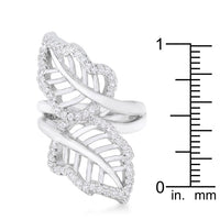Lina 0.4ct CZ Rhodium Leaf Wrap Ring