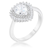 Susan 1.65ct CZ Rhodium Vintage Pear Shaped Ring