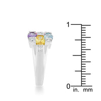 Mina 3.1ct Multicolor CZ Rhodium Cocktail Ring