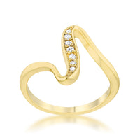 Sheryl 0.07ct CZ 14k Gold Simple Wave Ring
