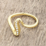 Sheryl 0.07ct CZ 14k Gold Simple Wave Ring