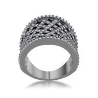 Brin 1.4ct CZ Hematite Wide Woven Style Ring