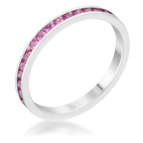 Teresa 0.5ct Ruby CZ Stainless Steel Eternity Band