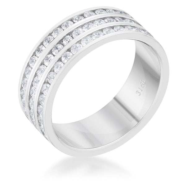 Dreya 1.6ct CZ Rhodium Stainless Steel Eternity Ring