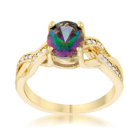 Justine 2ct Mystic CZ 14k Gold Classic Oval Ring