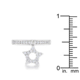 Star 0.25ct CZ Rhodium Simple Holiday Charm Band Ring