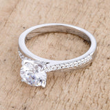 1.4Ct Contemporary Dainty Rhodium Plated Clear CZ Engagement Ring