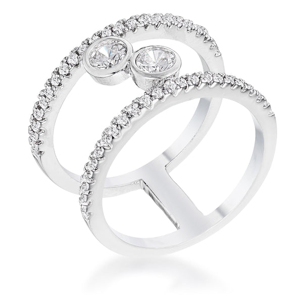 .86Ct Rhodium Plated Floating Bubbles CZ Ring