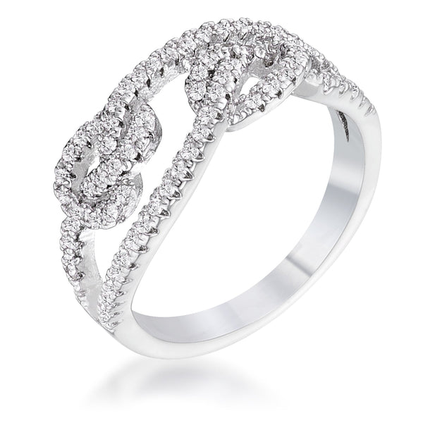 1.15Ct Rhodium Plated CZ Pave Double Knot Ring
