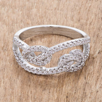 1.15Ct Rhodium Plated CZ Pave Double Knot Ring