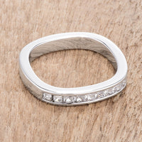.9Ct Channel Set Princess Cut Rhodium Plated Square Shaped Stackable Band