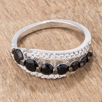 1.06Ct Rhodium & Hematite Plated Graduated Black & Clear CZ Half Eternity Ring