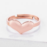 Stainless Steel Rose Goldtone Adjustable Heart Ring